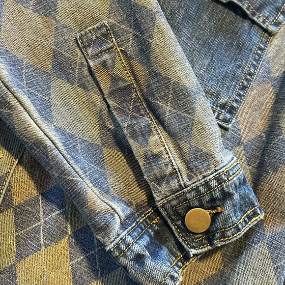 🎉HP🎉 Easel Argyle denim jacket size Small NWOT - Picture 7 of 8
